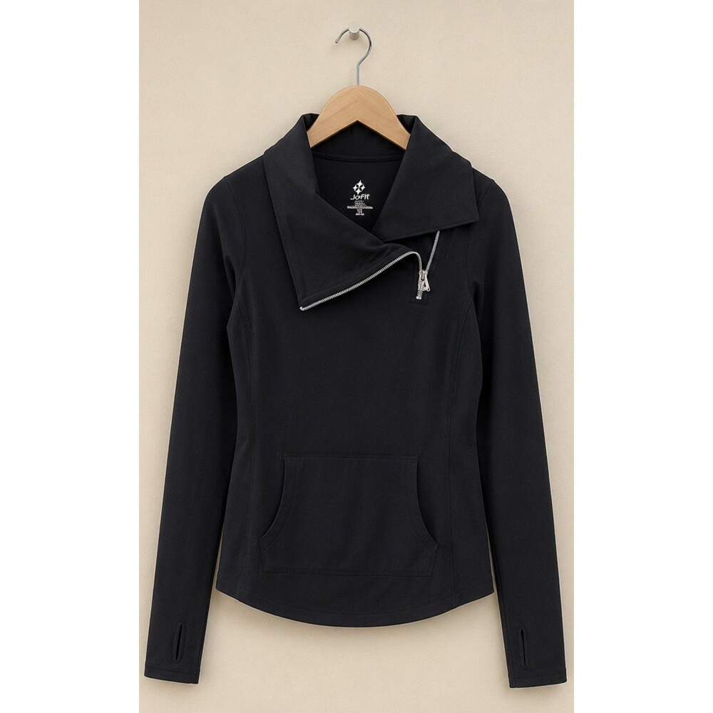 JoFit Black Athletic Pullover XS Thumbhole Zip Collar Golf Tennis Top Athleisure